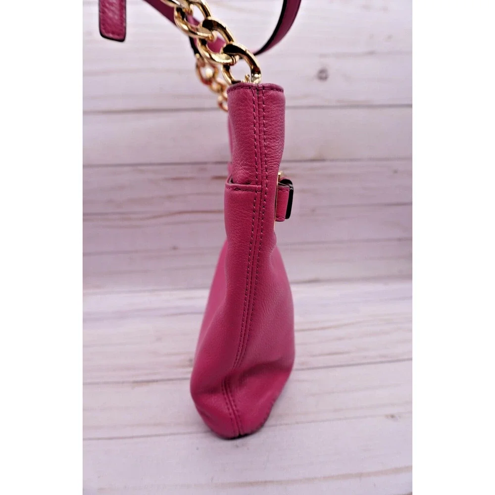 Michael Kors Womens Pink Pebbled Leather Adjustable Strap Small Crossbody Bag